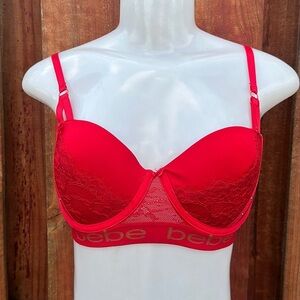 Bebe Women’s Lace Push Up Bra Red Size 34C